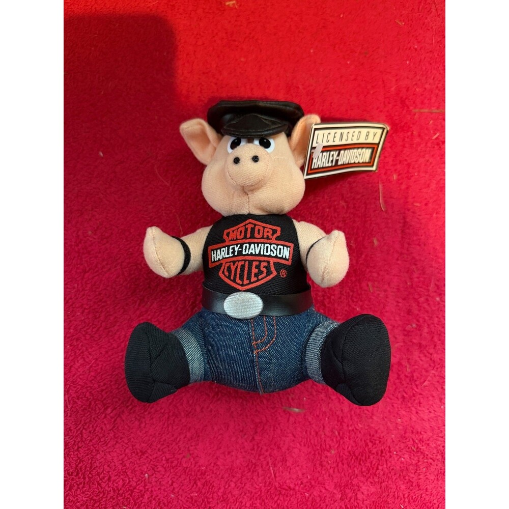 Harley-Davidson Plush Pig Toy With Leather Hat & Jeans - New with tags